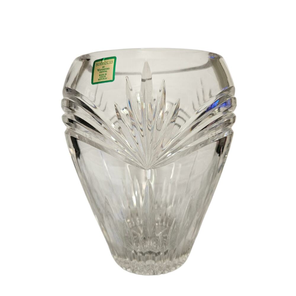 Marquis by Waterford Crystal Fan Cut Vase Czech Republic Clear Vintage